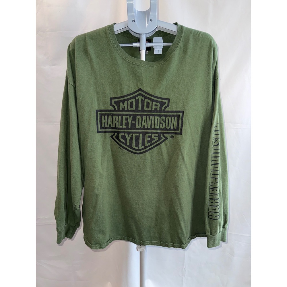 Harley-Davidson Mens 3XL Long Sleeve Shirt Southside Virginia Beach Green Logo